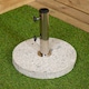 image 2 of 15kg Round Granite Garden Parasol / Umbrella Base Weight Stainless Steel Pole Grey