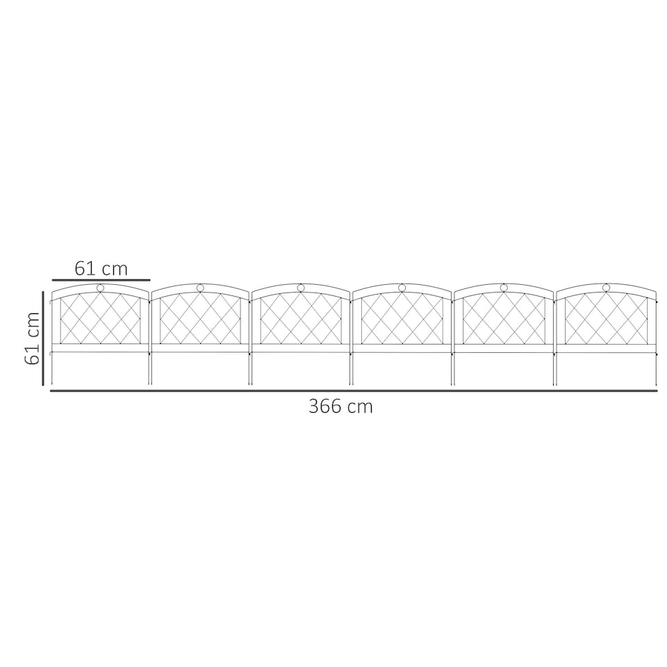 image 1 of Outsunny 6PCs Decorative Garden Fencing 24in x 12ft Metal Border Edging