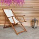 image 5 of Charles Bentley Folding FSC Eucalyptus Wooden Deck Chair Beach Sun Lounger - Cream