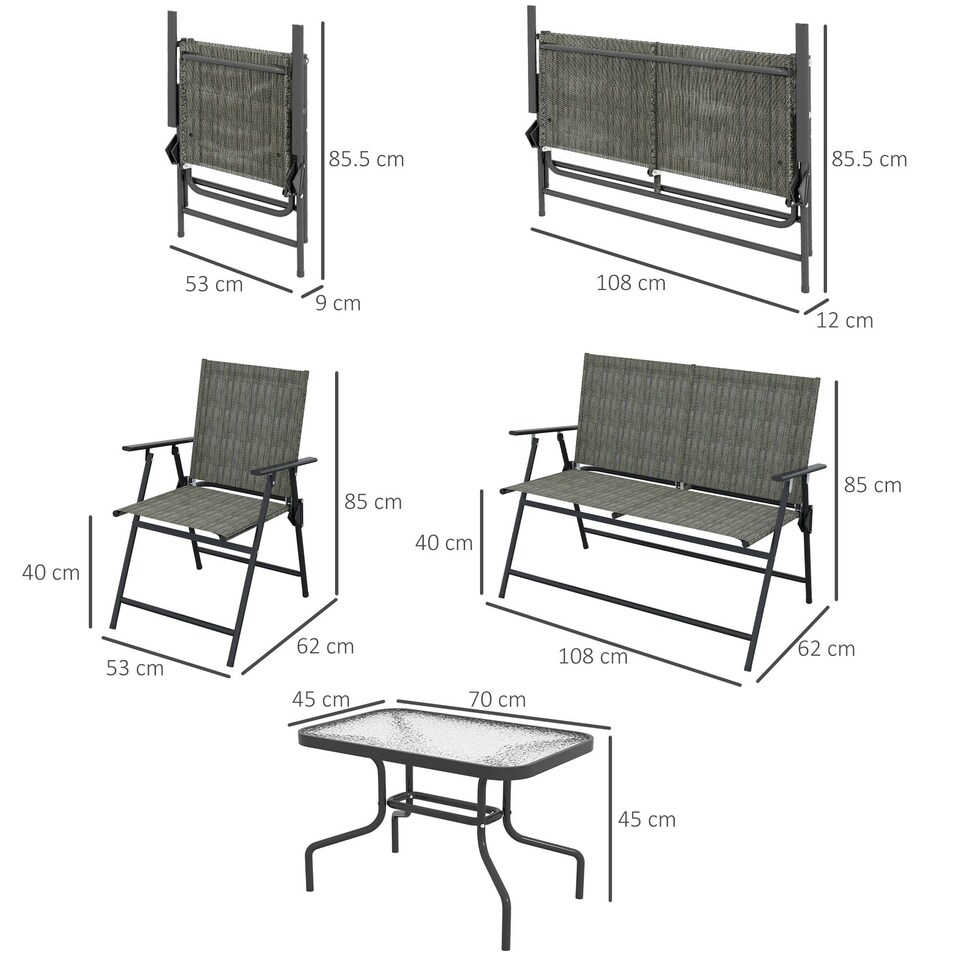 image 1 of Outsunny Patio Furniture Set, Garden Set w/ Table, Foldable Chairs, a Loveseat