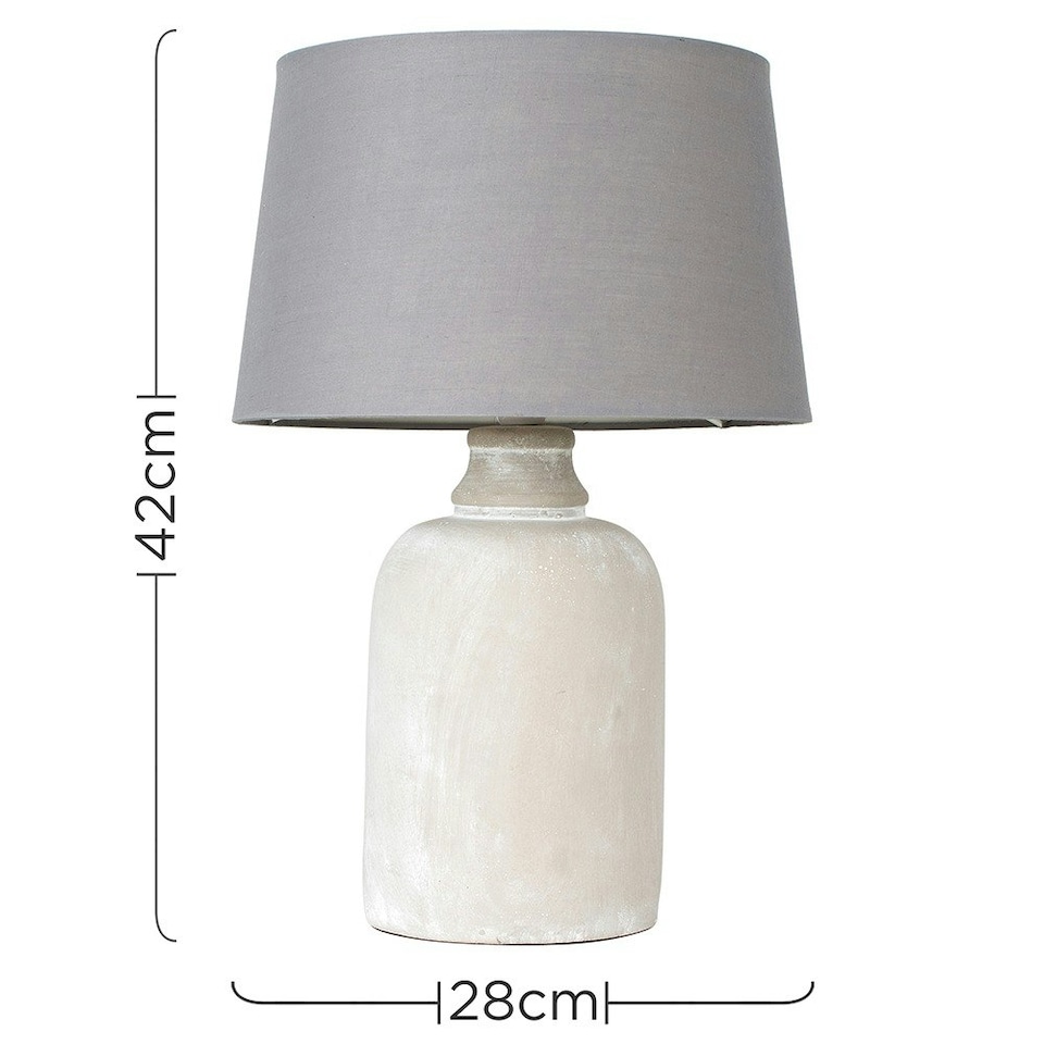 image 1 of ValueLights Modern Cement Effect Table Lamp With Grey Fabric Shade Grey | Cream