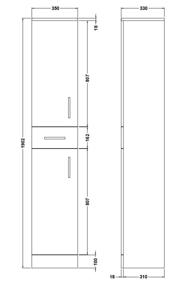 image 1 of Balterley Floor Standing Tall Bathroom Unit | White | Gloss White | 1