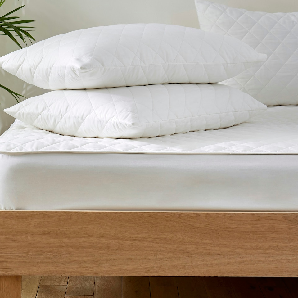 image 1 of Martex Naturals Cotton Quilted Mattress and Pillow Protector Set White | King