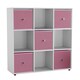 image 1 of 9 Cube Wooden Bookcase Shelving Unit with 5 Collapsible Fabric Drawers | Multi | White & Pastel Pink | 1