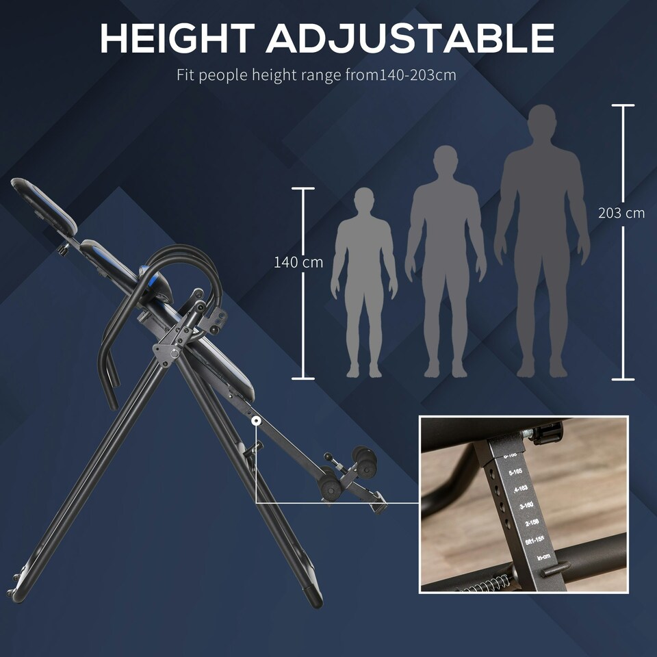 image 1 of HOMCOM Foldable Gravity Inversion Table, Fitness Bench w/ Soft Ankle Cushions