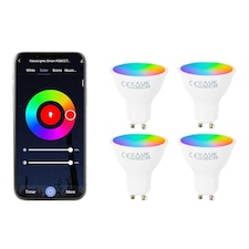 ValueLights 4 Pack Light Bulb Dimmable GU10 White Plastic Spotlight LED SMART 5W Multicolour 6500K 400lm Light Bulb