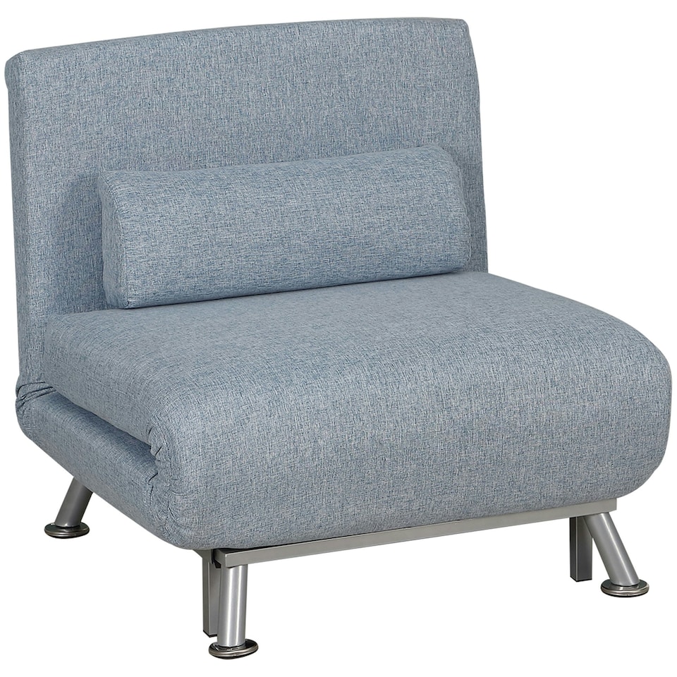 image 1 of HOMCOM Single Folding 5 Position Convertible Sleeper Sofa Bed Blue