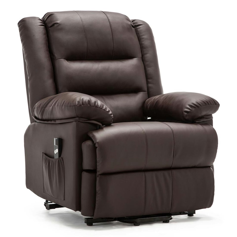 image 1 of Loxley Single Motor Electric Rise Recliner Bonded Leather Lift Chair (Brown)