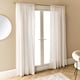image 2 of OHS Linen Look Voile Curtains 2 Panels Net Rod Slot Top Pair | White | Ivory