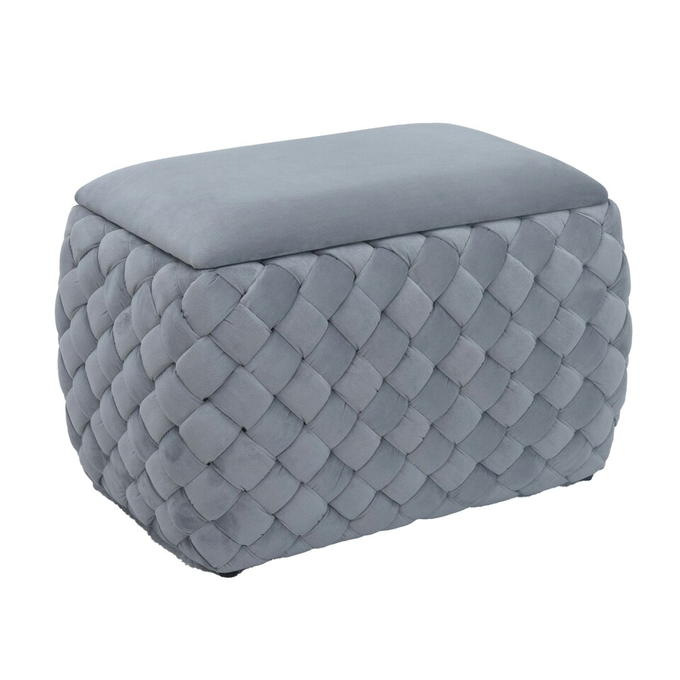 image 1 of Plumeo Velvet Storage Ottoman - Grey