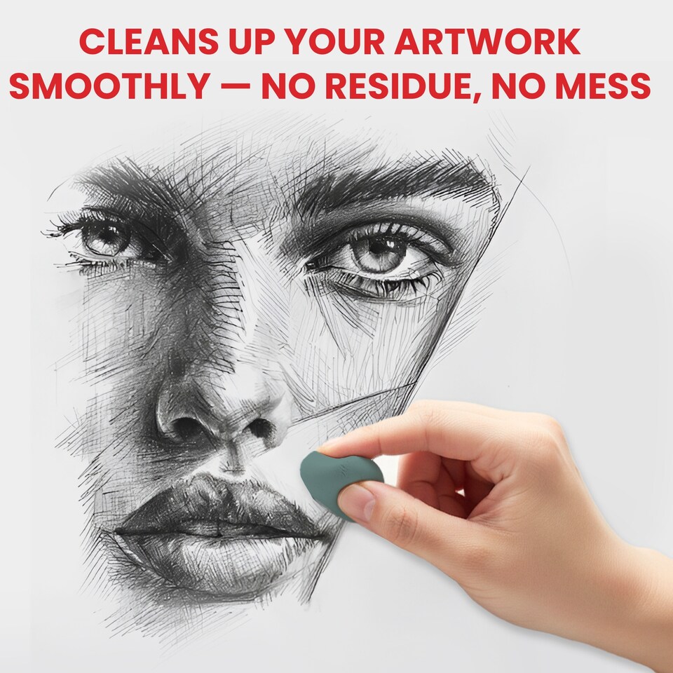 image 1 of Pack of 6 Kneadable Erasers 45 x 35 x 10mm – Reusable Mouldable Rubber for Artists and Sketching