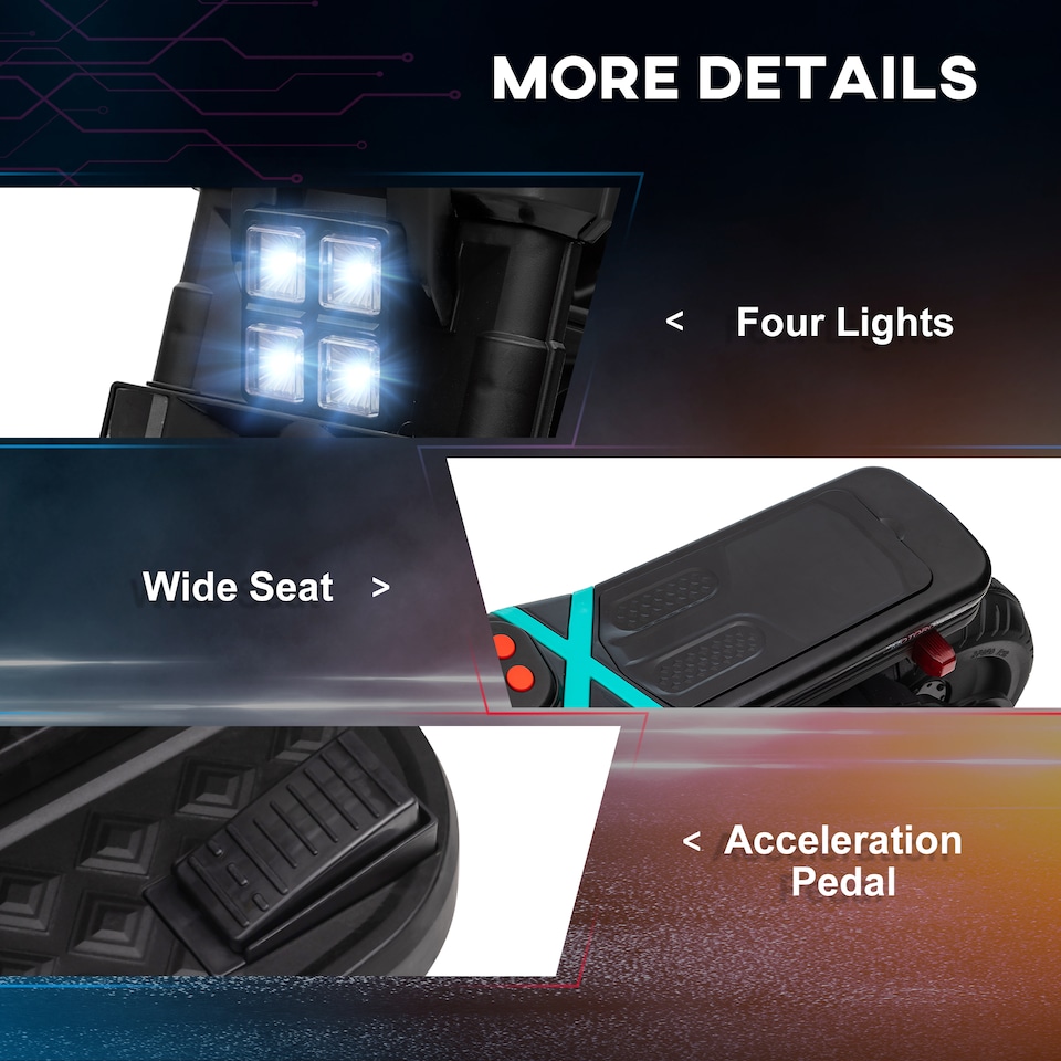 image 1 of HOMCOM 6V Kids Electric Ride On Motorcycle Vehicle with Siren, Horn, Headlights, Music, Training Wheels, for Outdoor Play, Ages 3-5 Years - Black