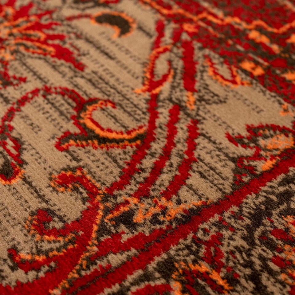 image 1 of KUKOON Red Brown Traditional Patchwork Living Area Rug 120cm x 170cm
