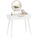 image 6 of HOMCOM Modern Dressing Table w/ 2 Drawers Round Mirror for Bedroom White