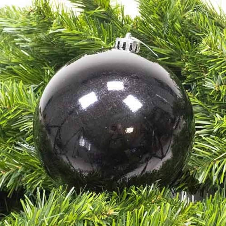 image 1 of Black Shiny Shatterproof Christmas Bauble 15cm