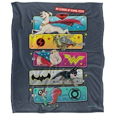 DC Comics League Of Super Pets Character Panel Blanket - Multicoloured - One Size