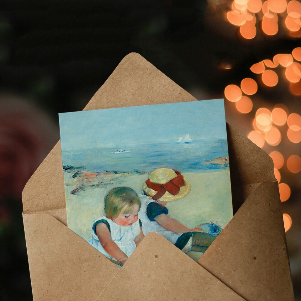 image 1 of Mary Cassatt Art Card Children Playing on the Beach