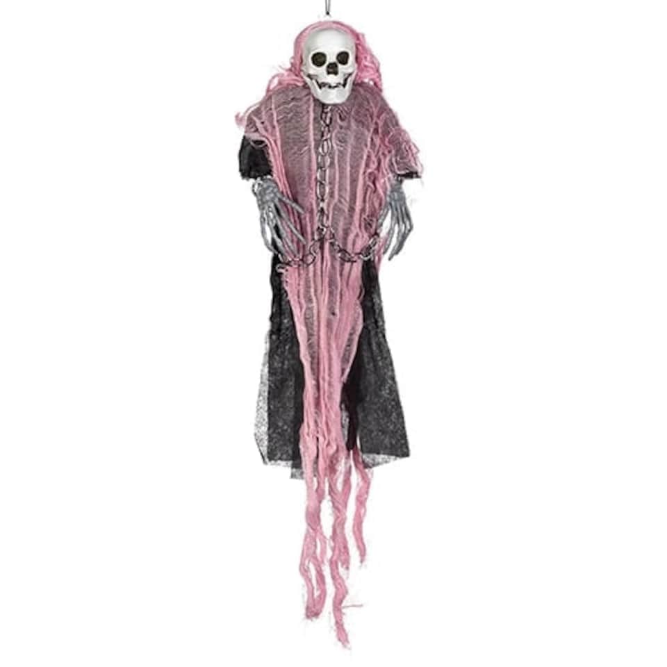 Pink Girl Skeleton Settler Halloween Hanging Decoration 40cm