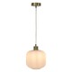 image 2 of Bento - White Ribbed Glass with Satin Brass Pendant Fitting | Gold | White | 1