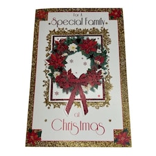 To a Special Family Floral Wreath Design Christmas Card