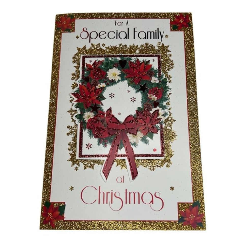 image 1 of To a Special Family Floral Wreath Design Christmas Card