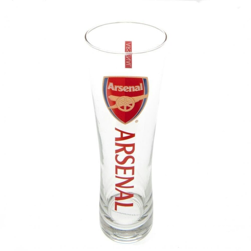 image 1 of Arsenal FC Tall Beer Glass - Transparent/Red - 24cm