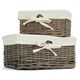 image 2 of Set of 2 Antique Wash Finish Cotton Lined Willow Tray Brown