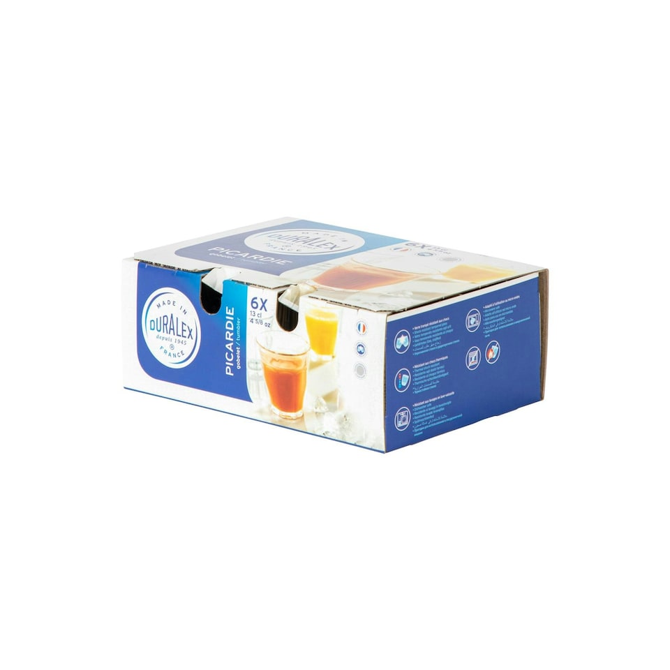 image 1 of Duralex Picardie Drinking Glasses - 130ml Tumblers for Water, Juice - Pack of 6 Clear