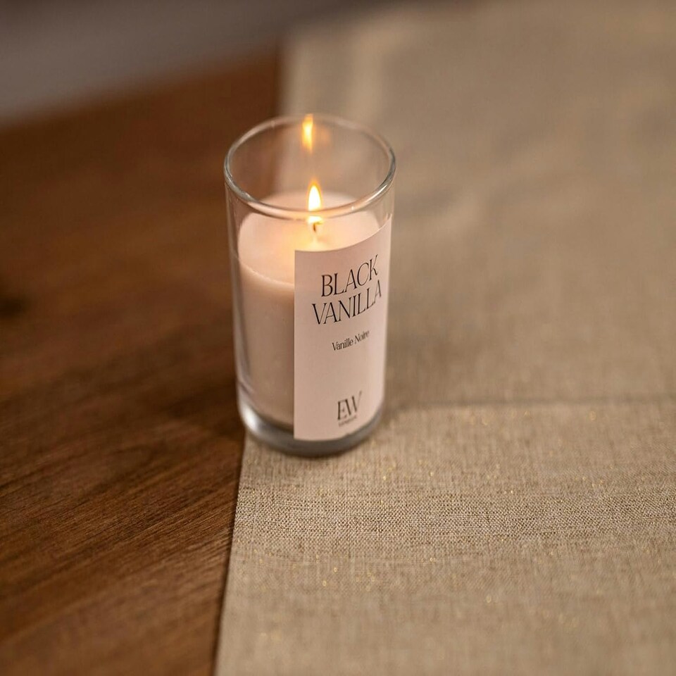 image 1 of Marco Paul Vanilla Scented Glass Jar Candle 8cm Brown