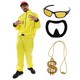 image 1 of 90's Rapper Costume - Red Hat, Glasses, Goatee & Dollar Chain Yellow | L
