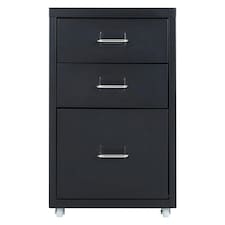 Living and Home Vertical File Cabinet with Wheels - Black