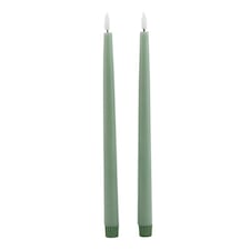 Luxe Collection LED Dinner Candles (Set of 2) - Wax - L2 x W2 x H25 cm - Sage Green | Green