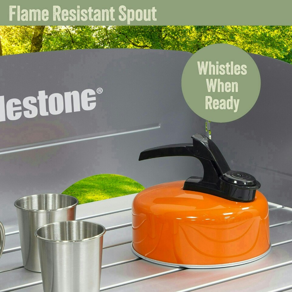 image 1 of Milestone 1L Aluminium Camping Kettle - Orange