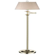 Traditional Polished Brass Swing Arm Floor Lamp with Cream Shade | Gold