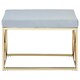 image 1 of Luxe Powder Blue Velvet And Gold Bench, Stylish Garden Bench For Outdoor, Accent Dining Bench For Diningroom Blue