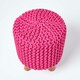image 3 of Homescapes Hot Pink Tall Cotton Knitted Footstool on Legs