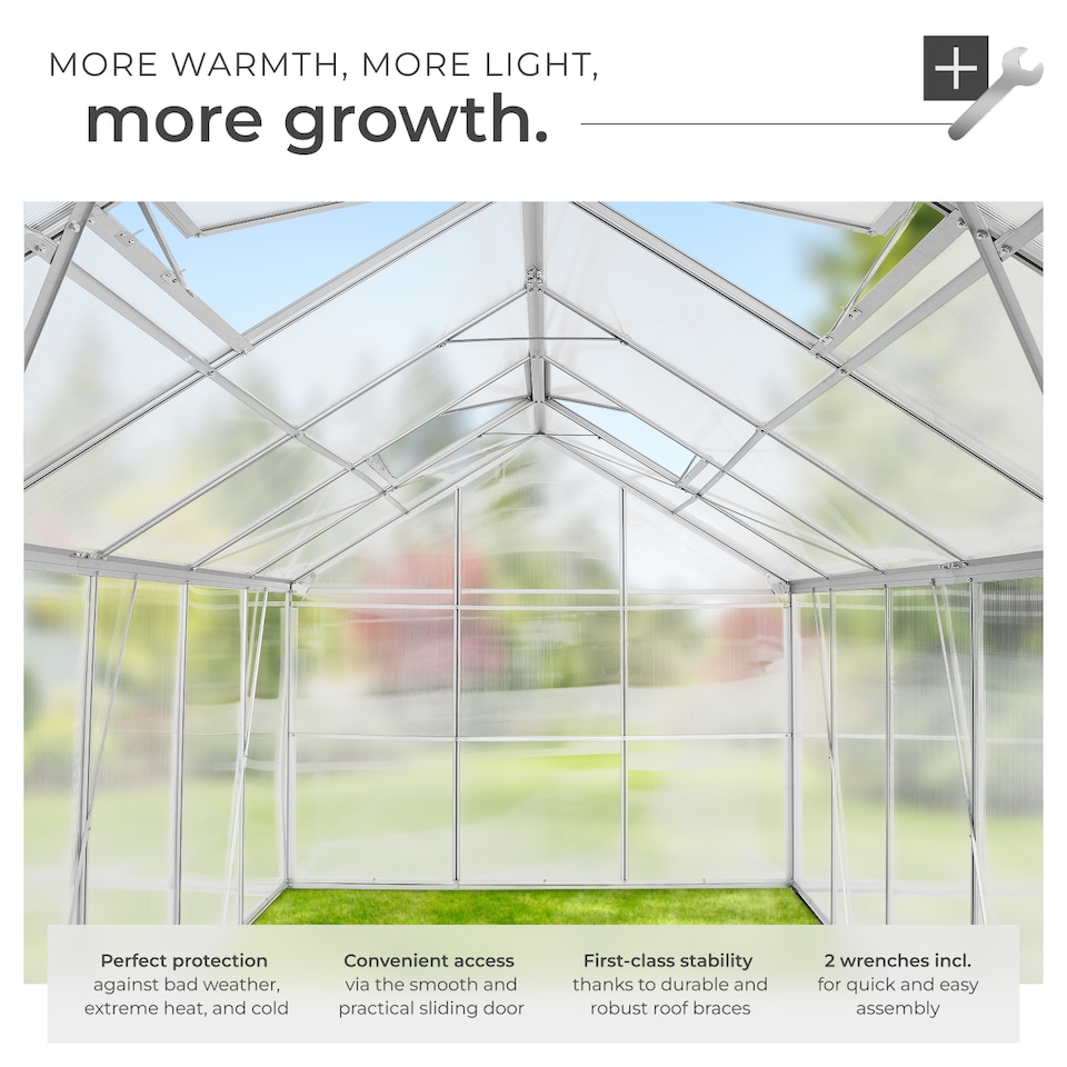 image 1 of Aluminium greenhouse, UV-resistant, 185x375x195cm