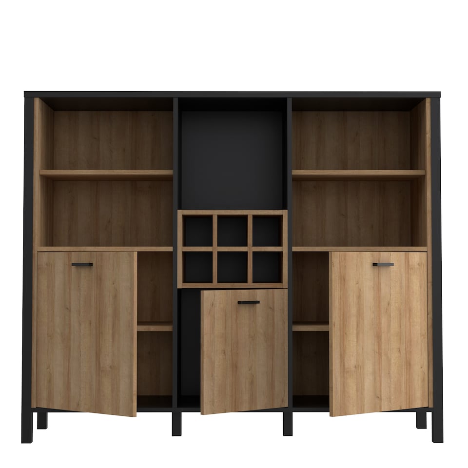 image 1 of High Rock Shelf Unit in Matt Black/Riviera Oak