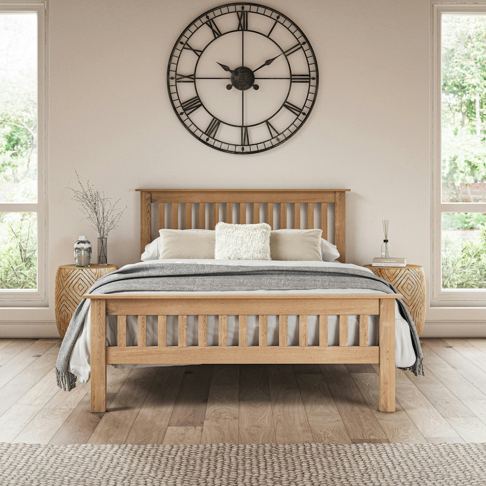 image 1 of Pitlochry Solid Wooden Oak Shaker Style Bed Frame (Double)