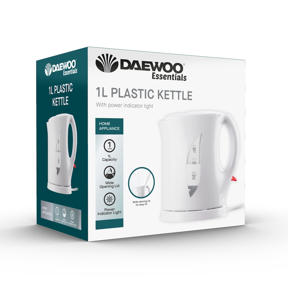 image 1 of Daewoo Essentials Compact Travel Kettle 1L White