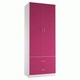 image 1 of White 2-Door 2-Drawer Wardrobe. Pink | Accent Colour: Pink