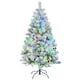 image 1 of HOMCOM 4.5ft Artificial Flocked Christmas Tree with LED Lights, Snow Branches