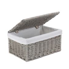 Antique Wash Cotton Lined Wicker Storage Basket Brown | Brown | S