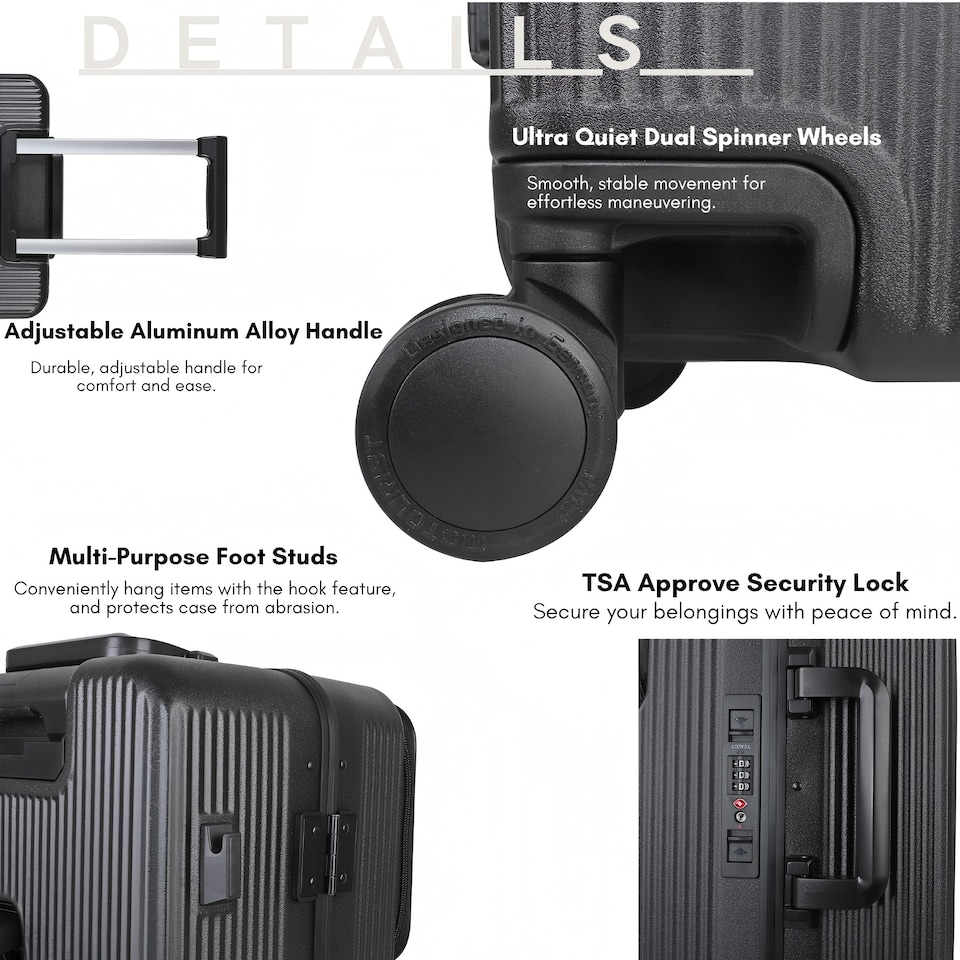 image 1 of Medium Suitcase 24’ Inch Hard Shell Checked Luggage - Lightweight, Durable with Built-in Cupholder, TSA Lock, Dual Spinner Wheels