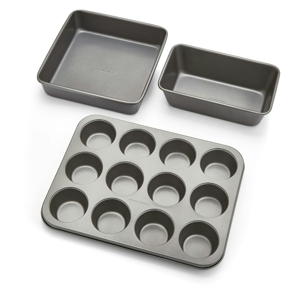 image 1 of Morphy Richards Muffin Tin, Square Cake Tin and 2lb Loaf Tin