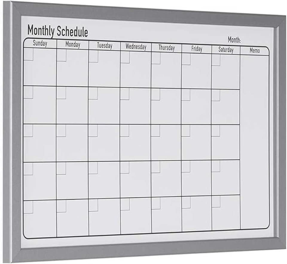 image 1 of KAV Dry Wipe Magnetic Monthly Planner Stylish Aluminium Frame Whiteboard Multipurpose Organizational Board with Self-Adhesive