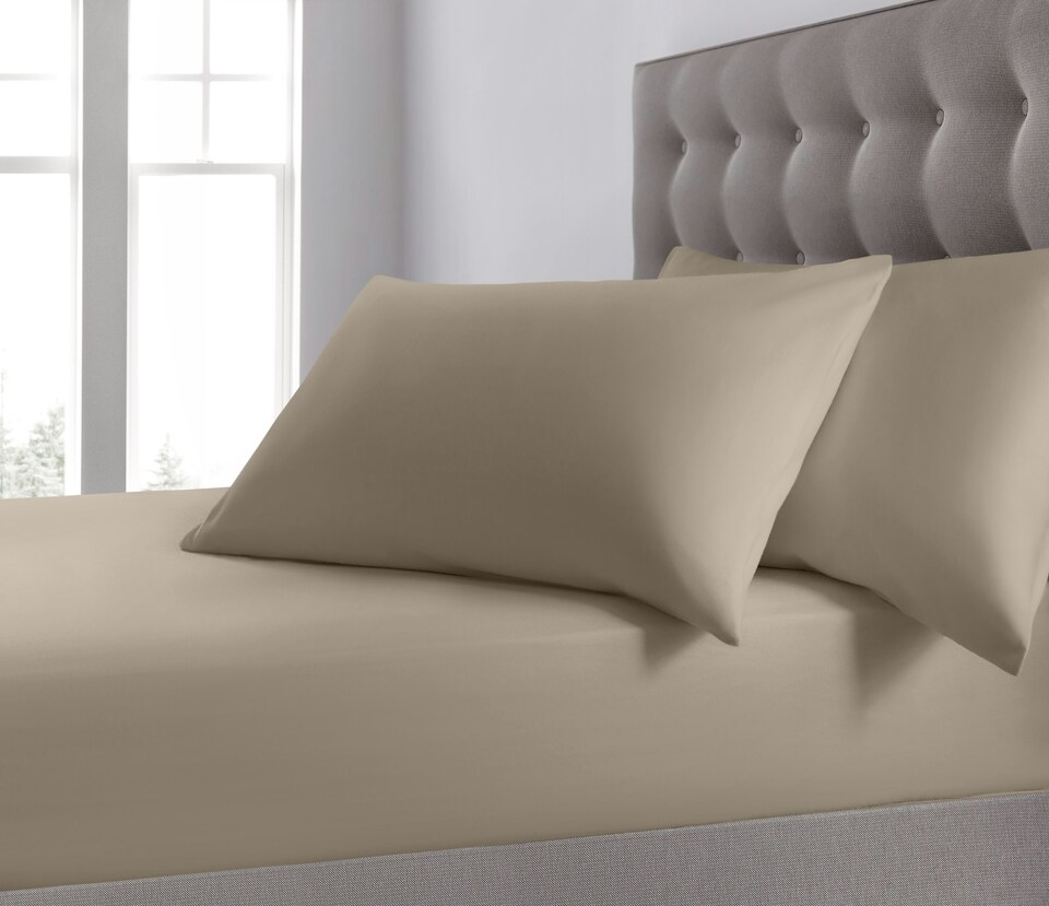 image 1 of Velosso Plain Dyed Cotton Blend Fitted Sheet | Brown | Latte | Super King