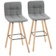 image 1 of HOMCOM Breakfast Bar Stool Set of 2 Armless Button-Tufted Counter Height Bar Chairs with Wood Legs & Footrest, Grey