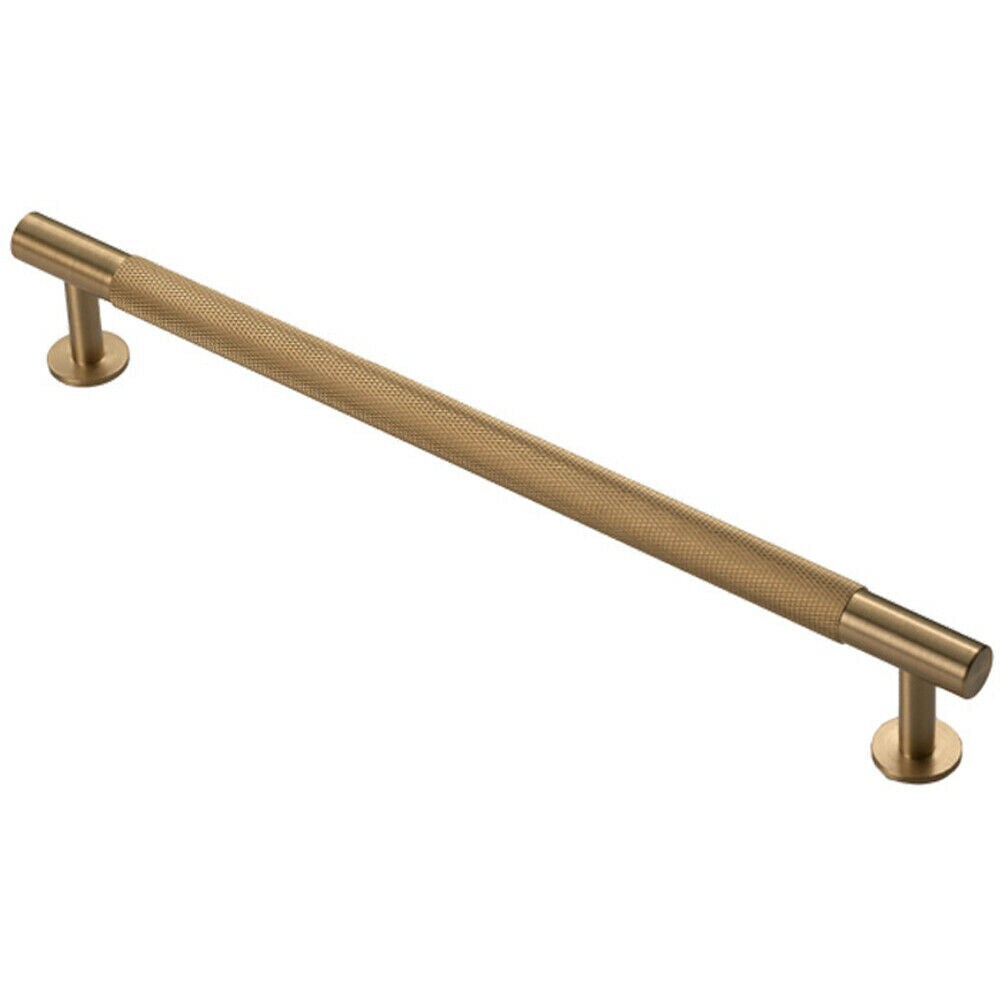 Loops Knurled Bar Door Pull Handle - 274mm x 13mm - 224mm Centres - Satin Brass in Metallics