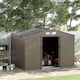image 2 of Outsunny 9 x 6FT Galvanised Garden Storage Shed with Sliding Door, Brown